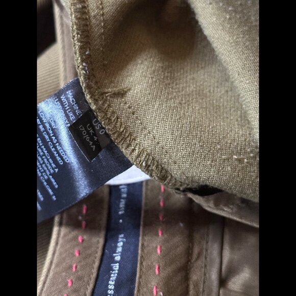 Anthropologie Cargo Pants 0 Beige Green Essential Knit Twill Stretch Pleated - Picture 9 of 9